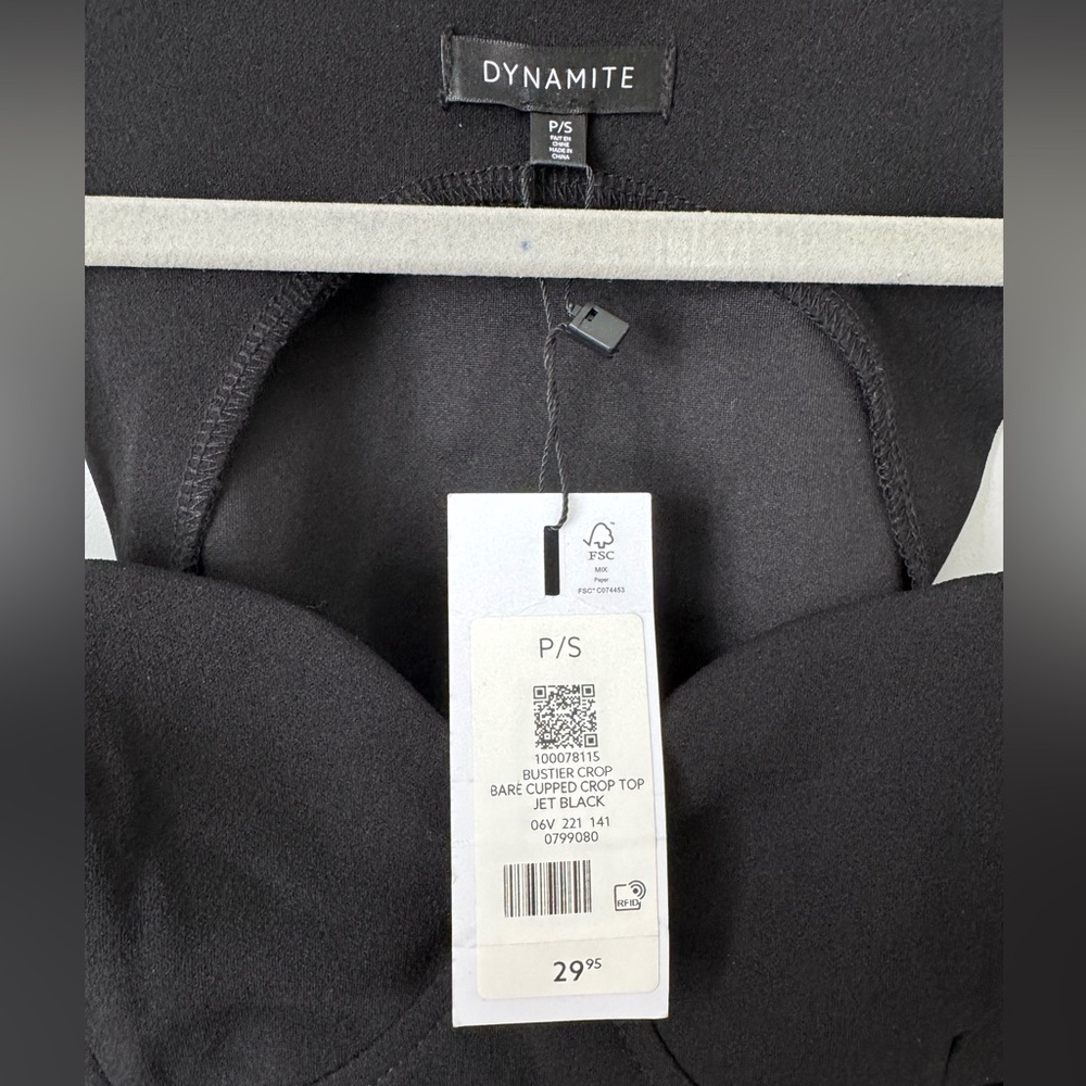 Dynamite Bustier Crop Bare Cupped Crop Top, Black, S - Picture 4 of 5